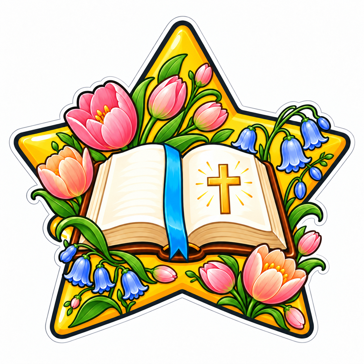 Memory Verse star, flowers theme