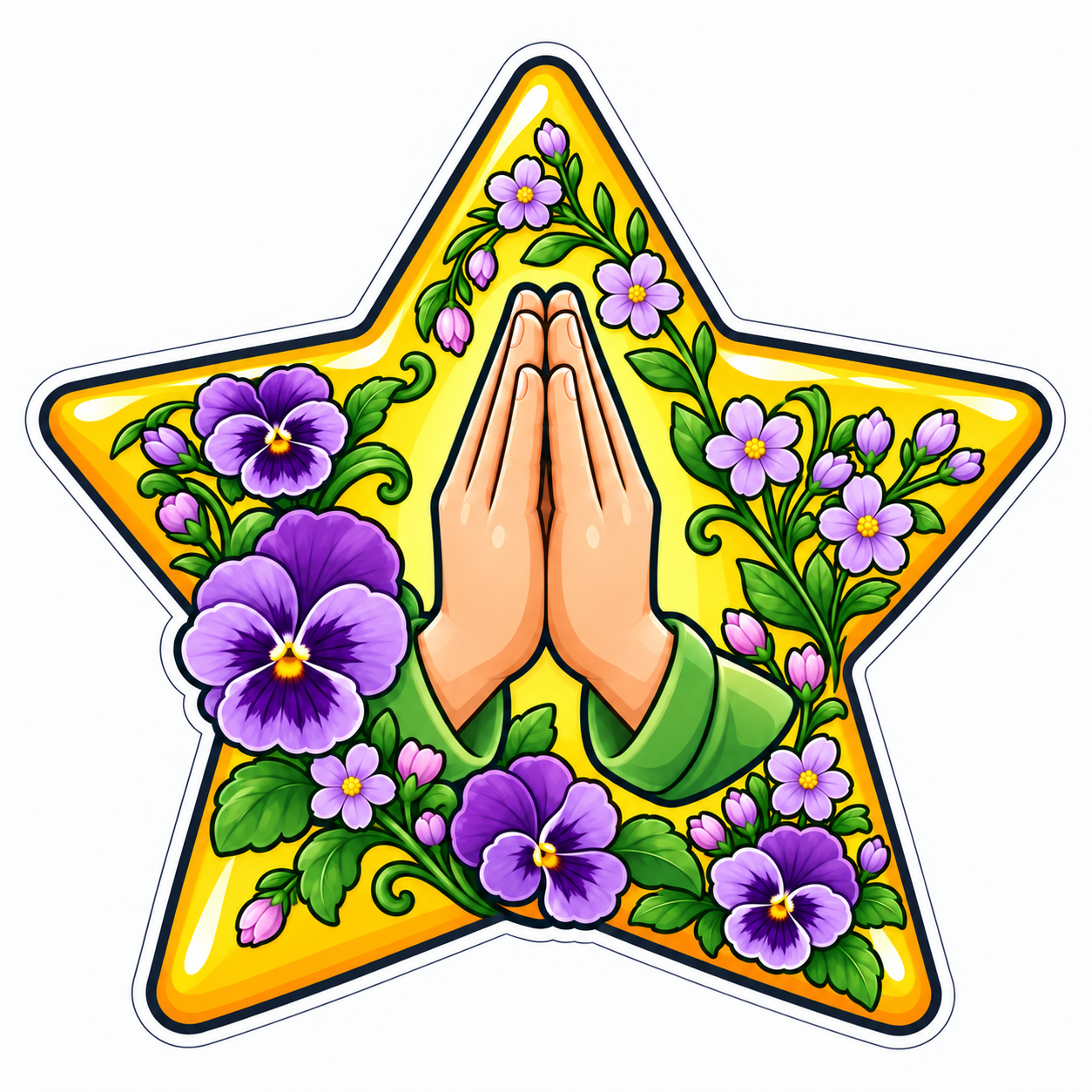 Prayer star, flowers theme